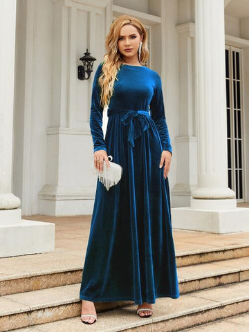 Tie-Front Long Sleeve Maxi Dress, Cuavan