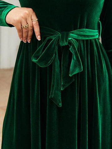 Tie-Front Long Sleeve Maxi Dress, Cuavan