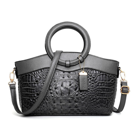 Vintage Crocodile-Embossed Leather Bag