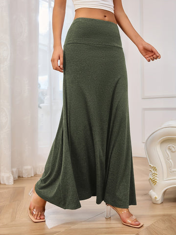 Elastic Waist Maxi Skirt, Cuavan