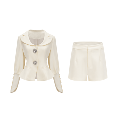 Iselin Crystal-Studded Jacket and Shorts Set