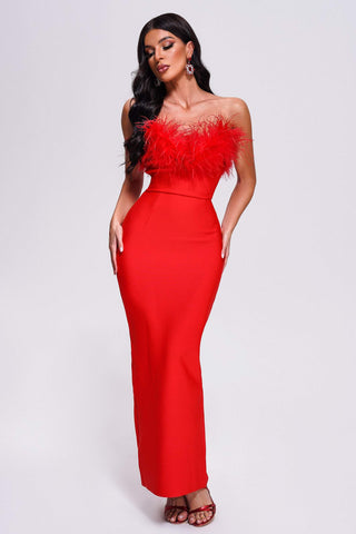Hilda Feather Bandage Maxi Dress