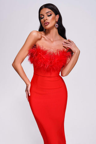 Hilda Feather Bandage Maxi Dress
