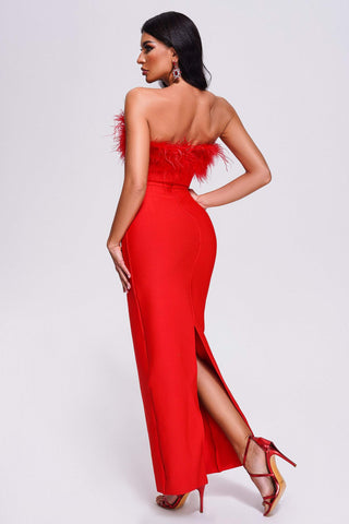 Hilda Feather Bandage Maxi Dress