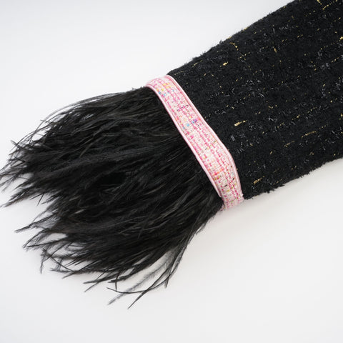 Léonie Feather-Cuff Two-Piece Set — Black & Pink