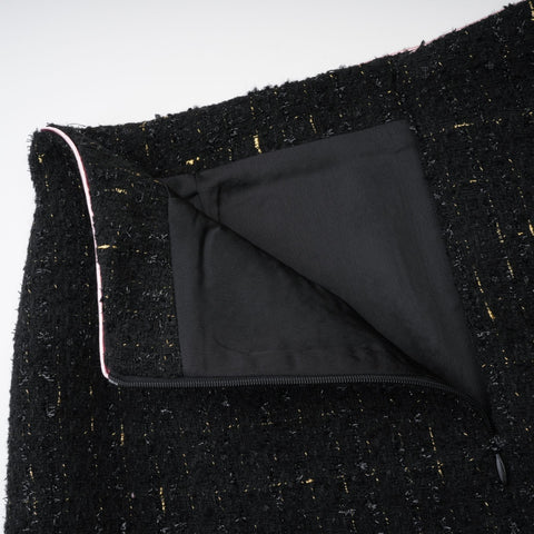 Léonie Feather-Cuff Two-Piece Set — Black & Pink