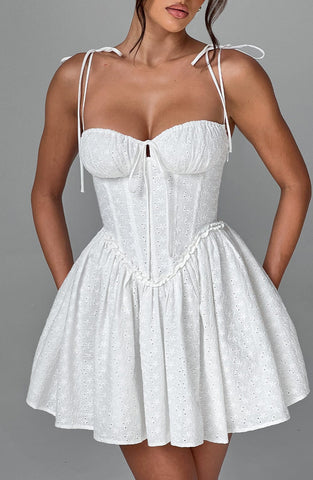Phoebe Mini Dress — Ivory, Cuavan
