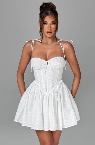 Phoebe Mini Dress — Ivory, Cuavan
