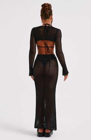 Riella Maxi Skirt — Black, Cuavan