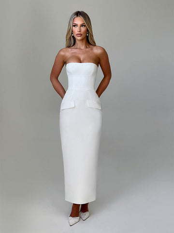 Roxanne Midaxi Dress — Ivory, Cuavan