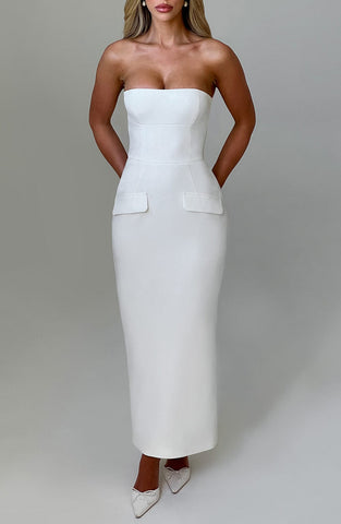 Roxanne Midaxi Dress — Ivory, Cuavan