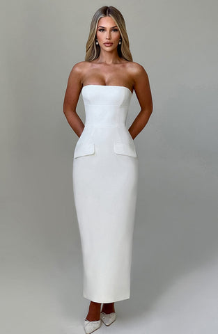 Roxanne Midaxi Dress — Ivory, Cuavan