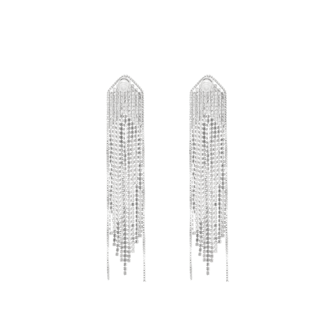 Fringed Silver Drop Earrings