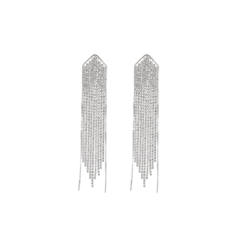 Fringed Silver Drop Earrings