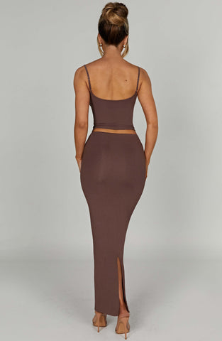 Yazmin Maxi Skirt — Chocolate, Cuavan