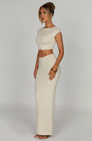 Yazmin Maxi Skirt — Cream, Cuavan