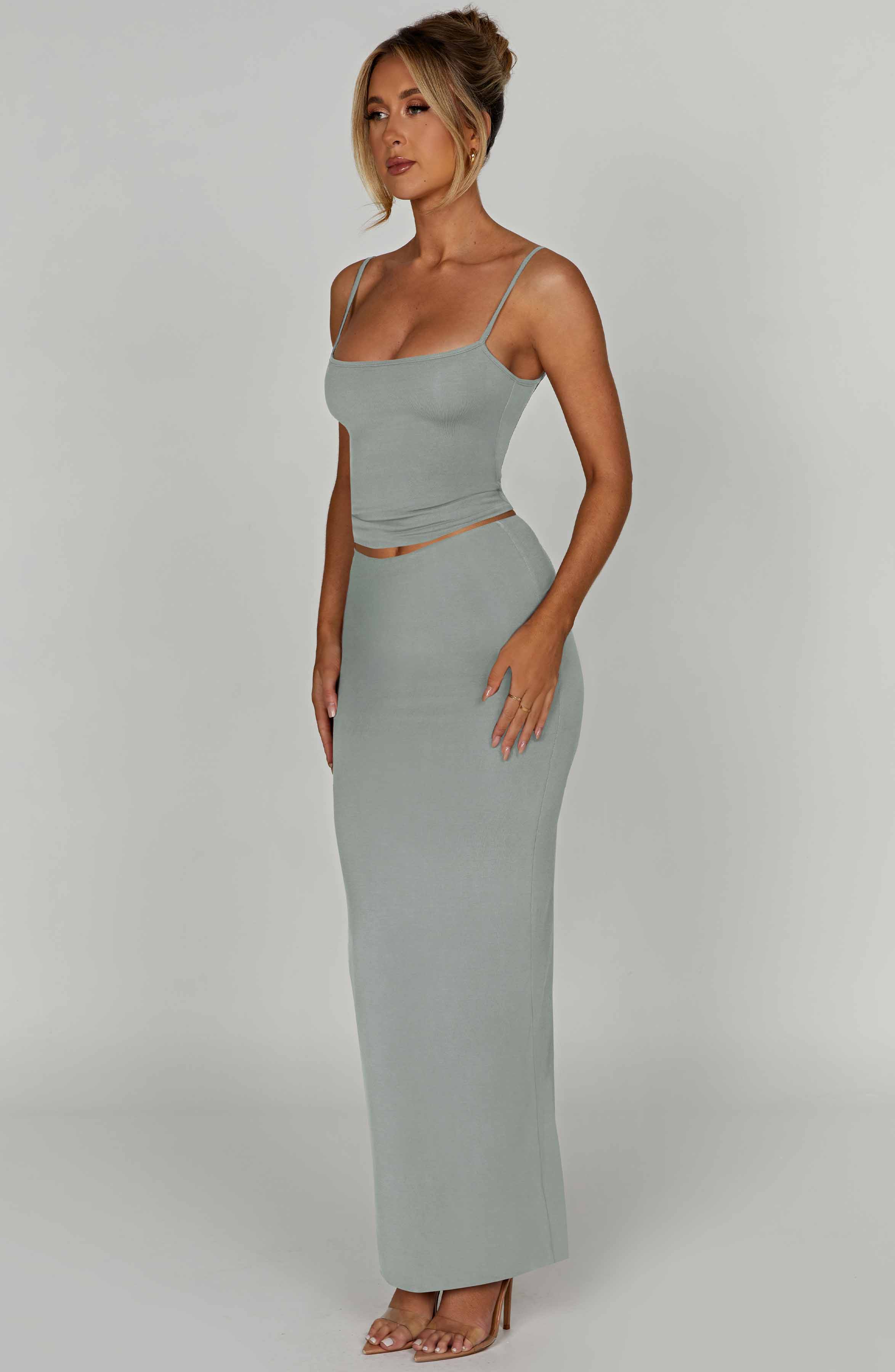 Yazmin Maxi Skirt — Steel, Cuavan