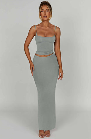 Yazmin Maxi Skirt — Steel, Cuavan